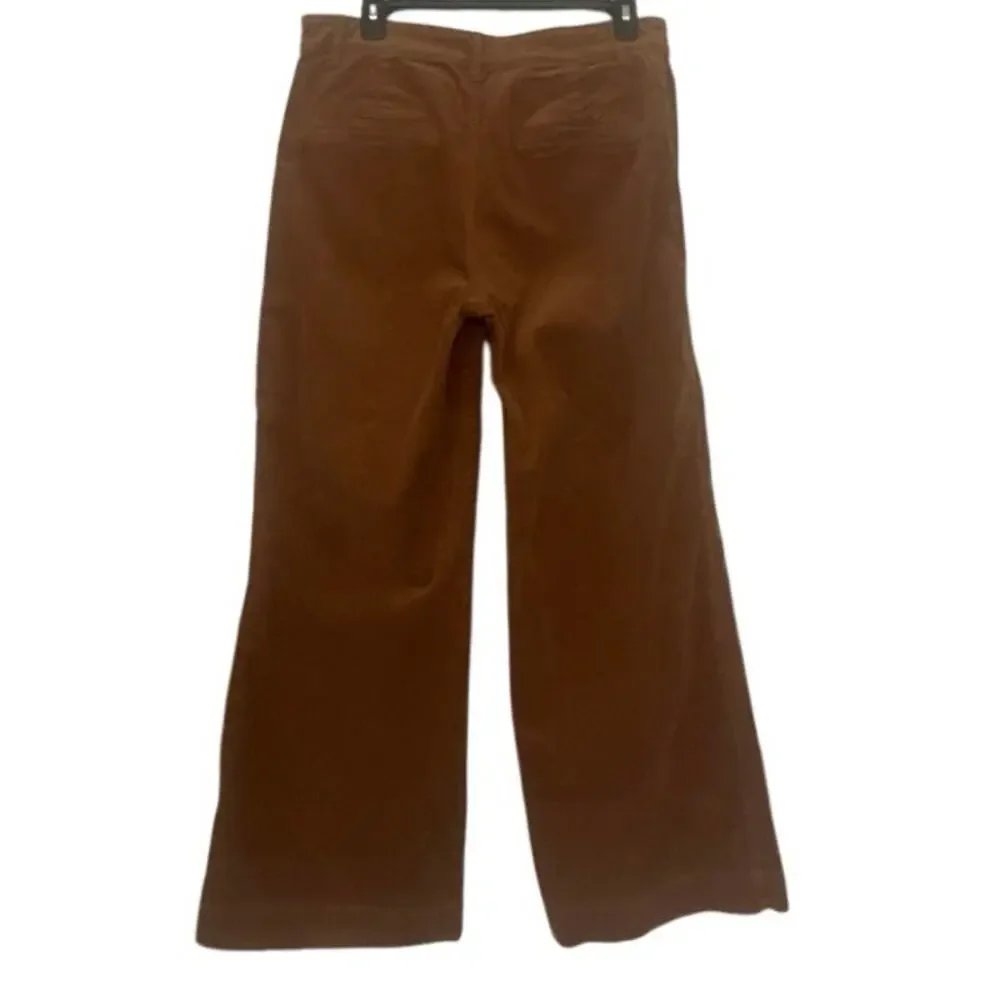LOFT Palmer Wide Leg Patch Pocket Brushed Corduroy Pants Brown Cotton Blend 8